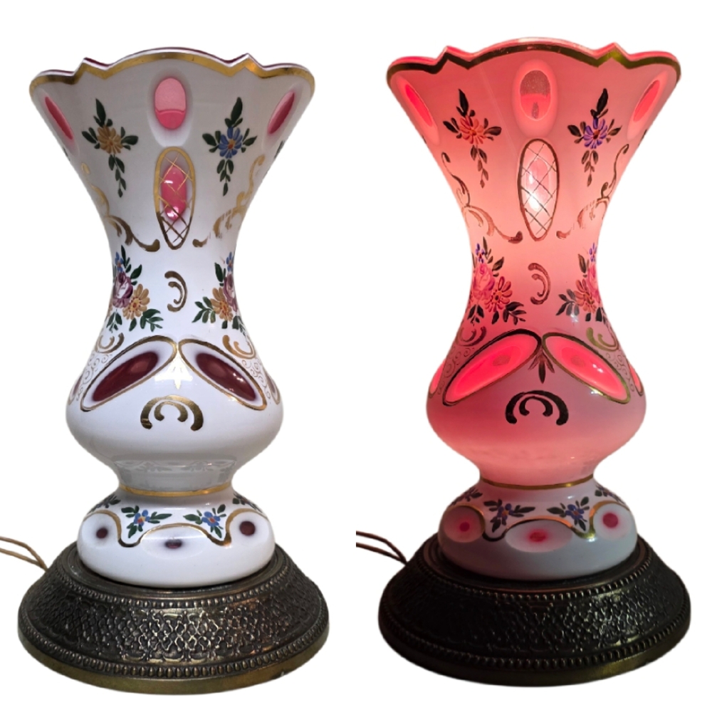 Bohemian Czech Glass Vintage Lamp